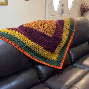 Falling leaves hand crochet quilt/throw
